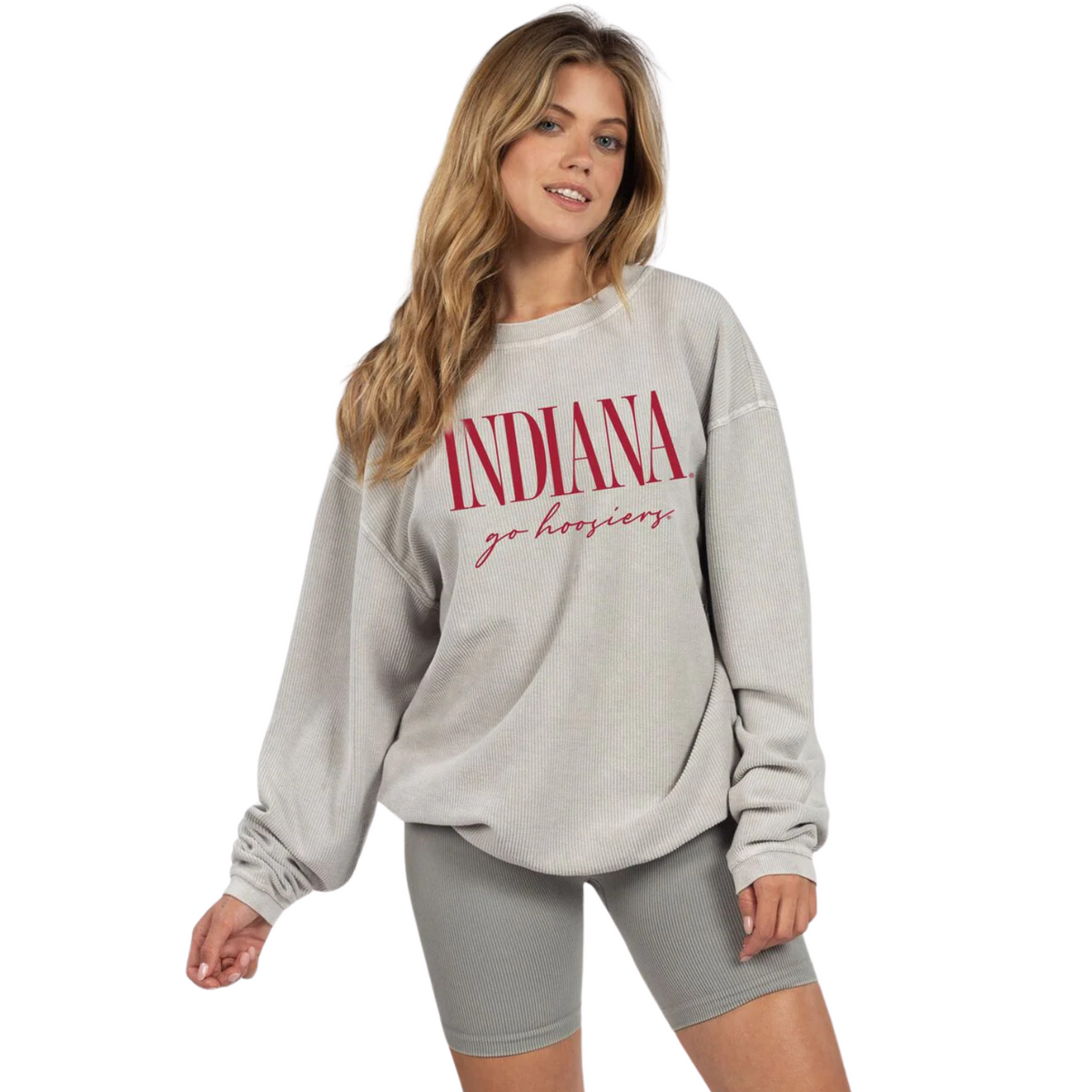 Chicka-d Women's Corded Crew Sweatshirt - 100% Cotton, Ribbed Cuffs & Hem, NCAA Licensed (Charcoal, X-Large) 9 thumbnail image