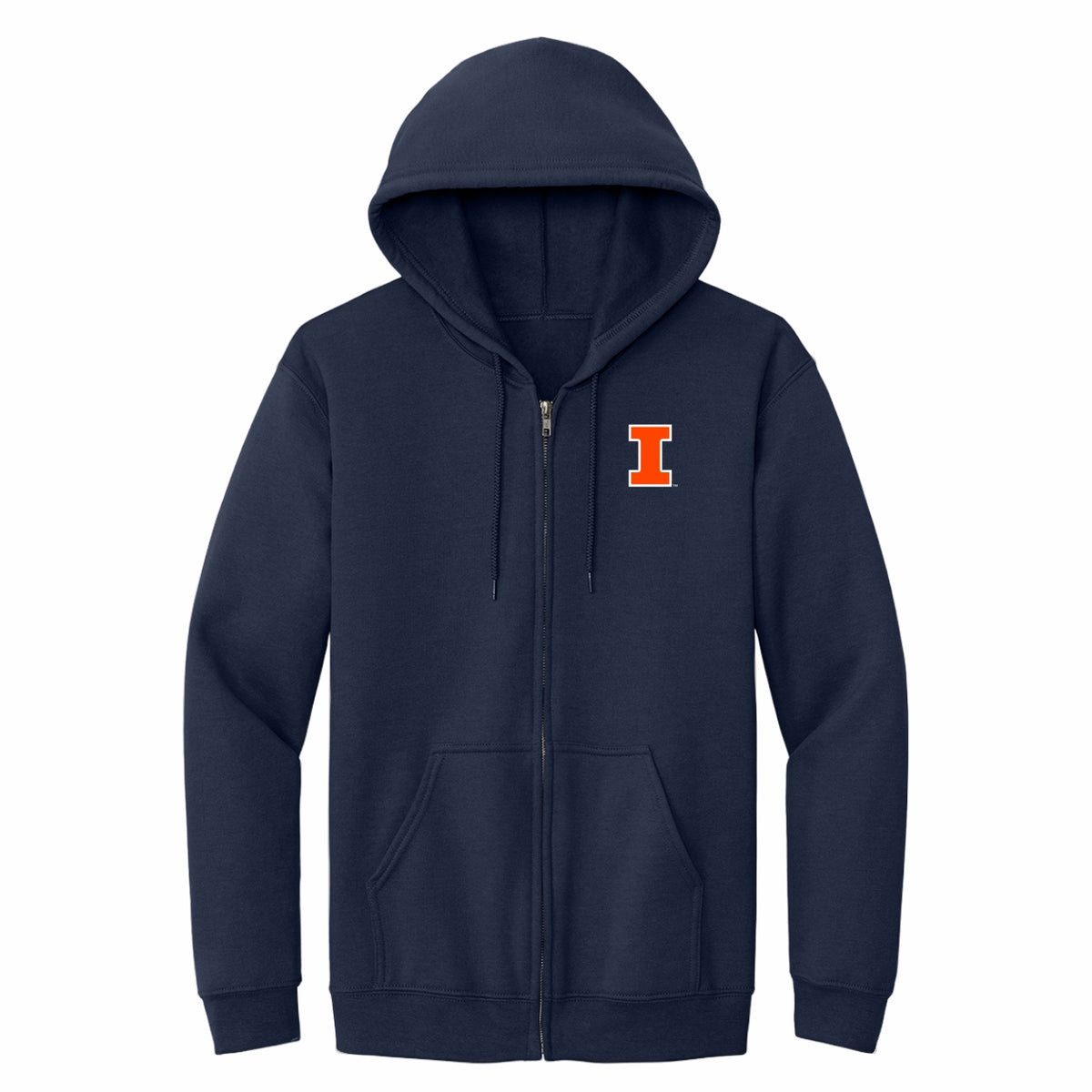 ILLIGO ネイビー ジップアップフーディ Illinois Hoodie Navy Full-Zip Block I – Gameday Spirit Fanstore