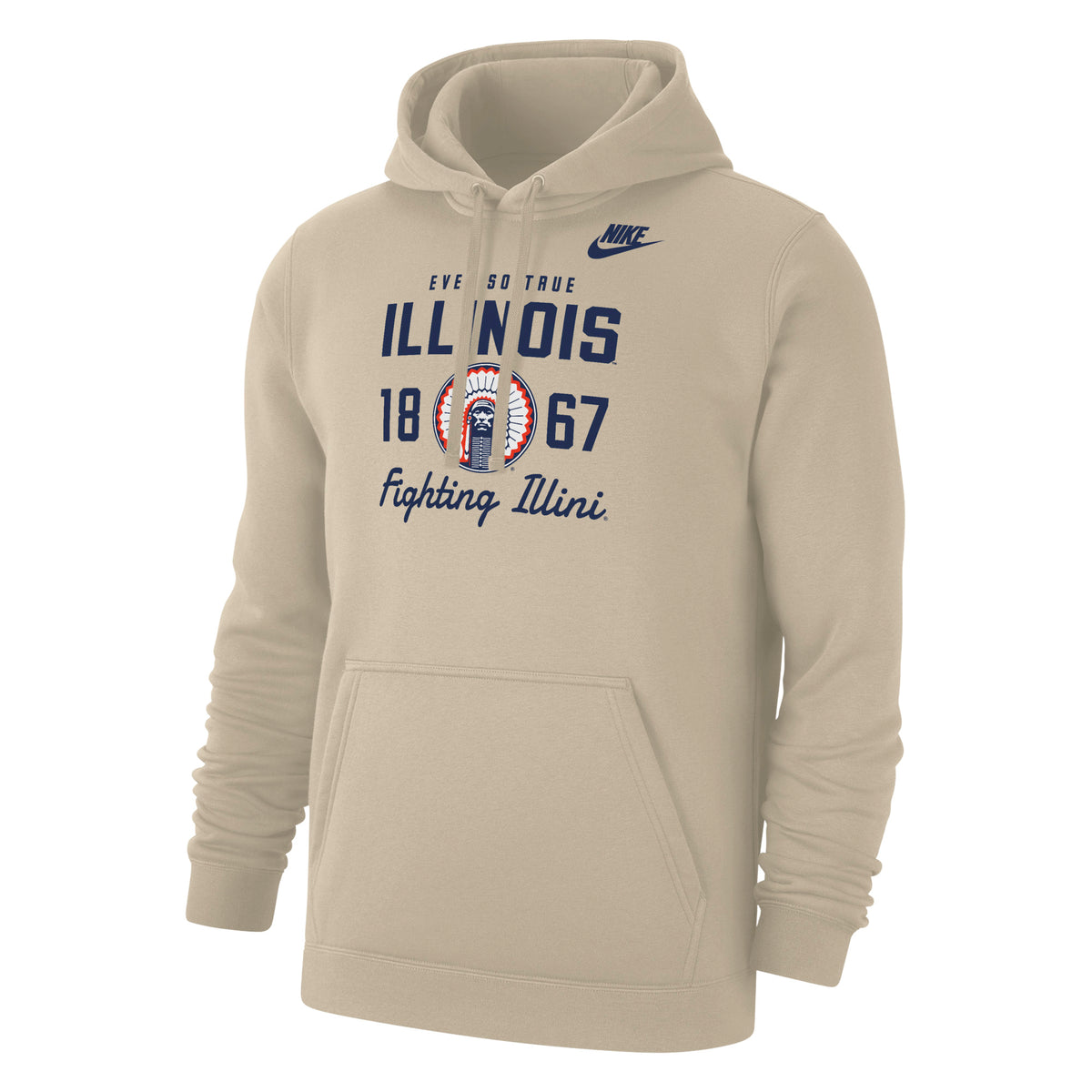 Illinois Hoodie Chief Illiniwek Script Nike Tan – Gameday Spirit