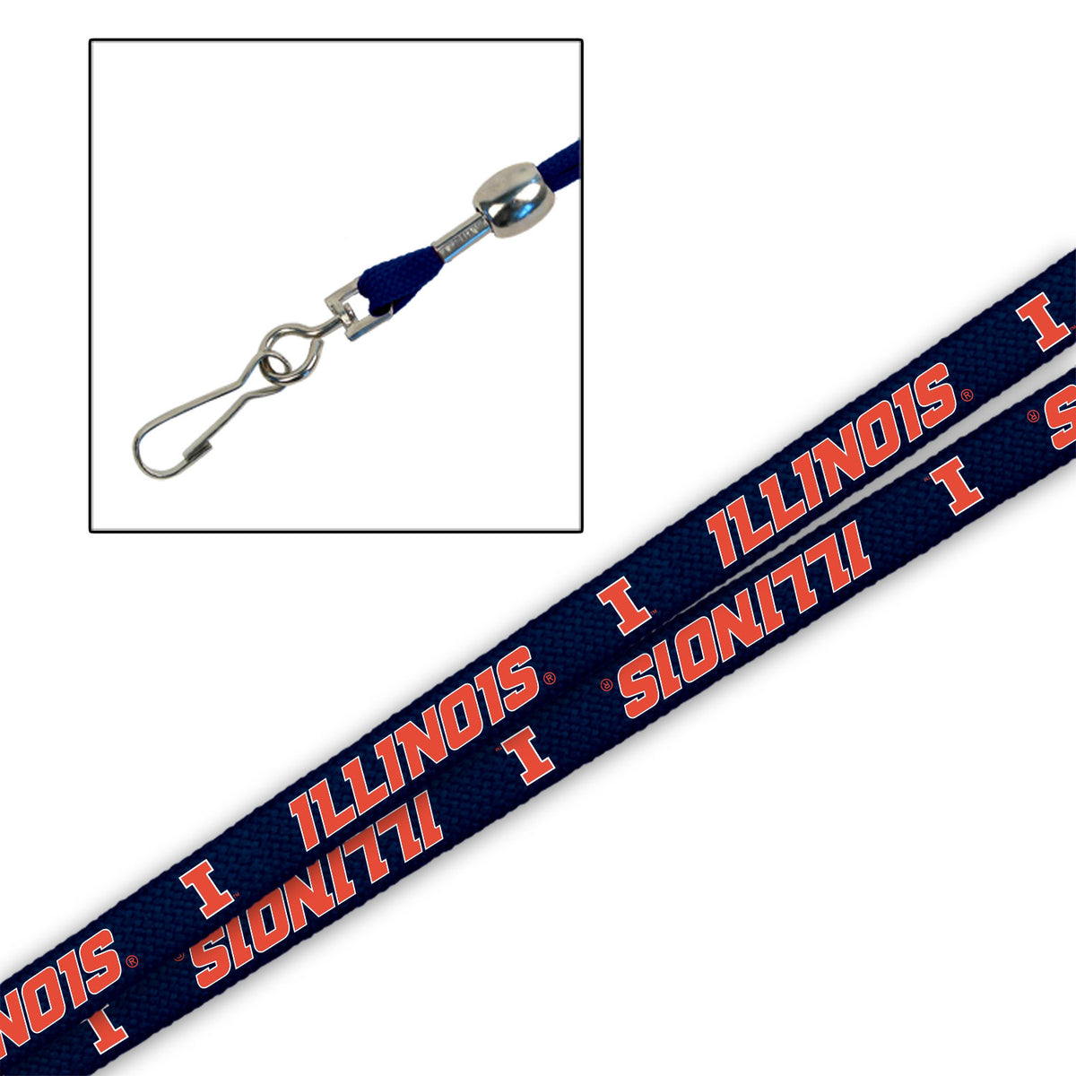 Illinois Fighting Illini Navy 3/8" Lanyard Gameday Spirit Fanstore