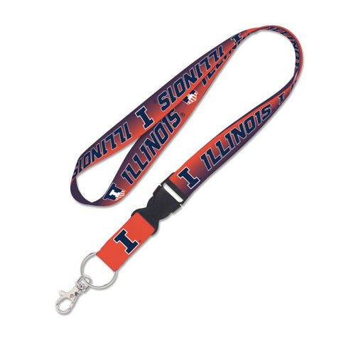 ILLINOIS FIGHTING ILLINI CHARCOAL LANYARD W/DETACHABLE BUCKLE 1"