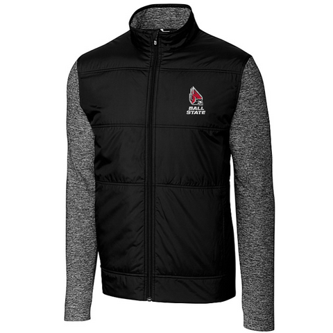 BSU Cardinals Men's Cutter &amp; Buck Stealth Hybrid Quilted Full-Zip Jacket