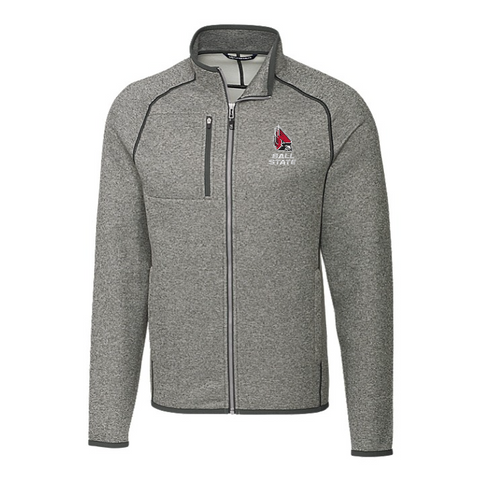 BSU Cardinals Men's Cutter & Buck Mailsail Sweater Knit Full-Zip Jacket