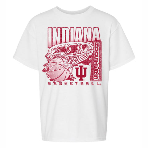 Indiana Hoosiers Youth Basketball Hoop White T-Shirt