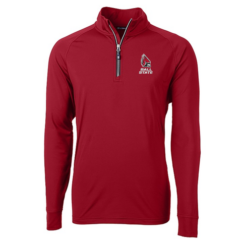 BSU Cardinals Men's Cutter & Buck Adapt Eco Knit Quarter-Zip Red Pullover