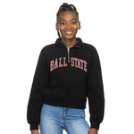 BSU Cardinals Women's Black Cropped Quarter-Zip