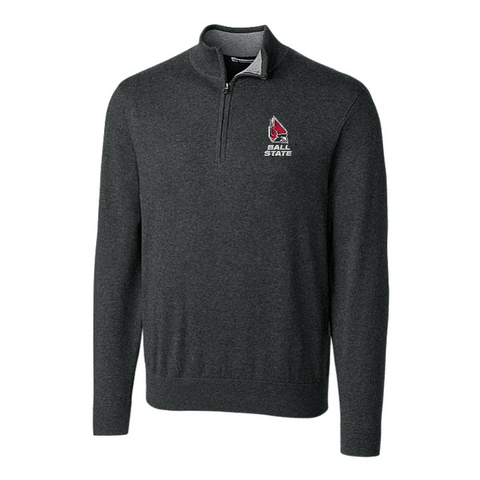 BSU Cardinals Men's Cutter &amp; Buck Lakemont Tri-Blend Quarter-Zip Sweater