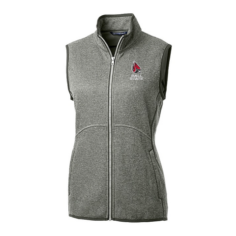 BSU Cardinals Women's Cutter &amp; Buck Mainsail Sweater Knit Full-Zip Vest