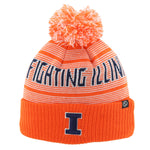 Illinois Fighting Illini Orange Striped Pom-Pom Cuff Beanie