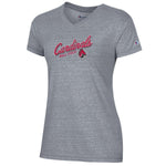 BSU Cardinals Women's Champion Grey Triblend V-Neck Tee