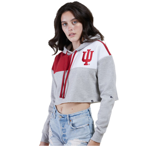 Indiana Hoosiers Women's Hype &amp; Vice Color Block Cropped Hoodie