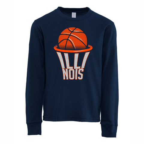 Illinois Fighting Illini Youth Basketball Net Long-Sleeve T-Shirt