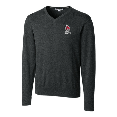 BSU Cardinals Men's Cutter &amp; Buck Lakemont Tri-Blend V-Neck Sweater