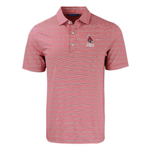 BSU Cardinals Men's Cutter & Buck Forge Eco Double Stripe Recycled Red Polo