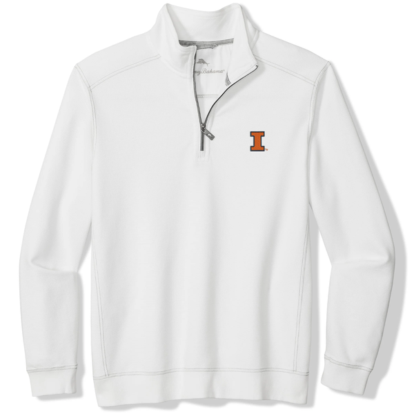 Illinois Men's Tommy Bahama Montego Bay White Half-Zip Pullover