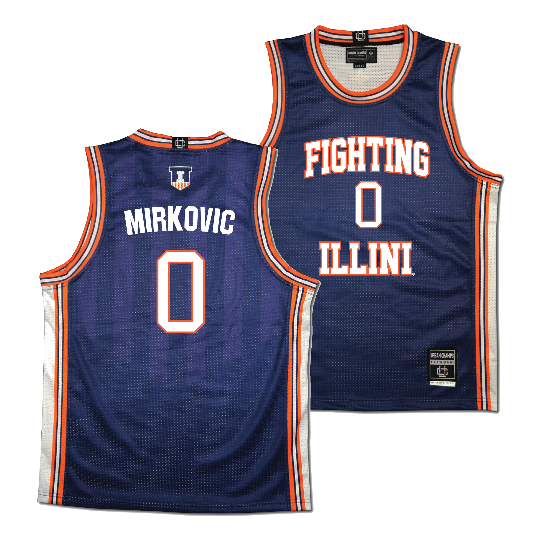 Illinois Fighting Illini NIL Basketball Jersey Navy #0 Mirkovic Illinois Fighting Illini NIL Basketball Jersey Navy #0 Mirkovic