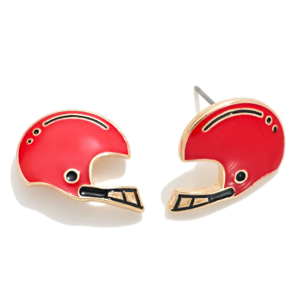 Ball State Red & Black Helmet Stud Earrings
