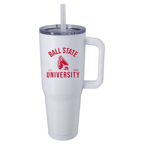BSU Cardinals 40oz Stainless Steel Insulated White Tumbler