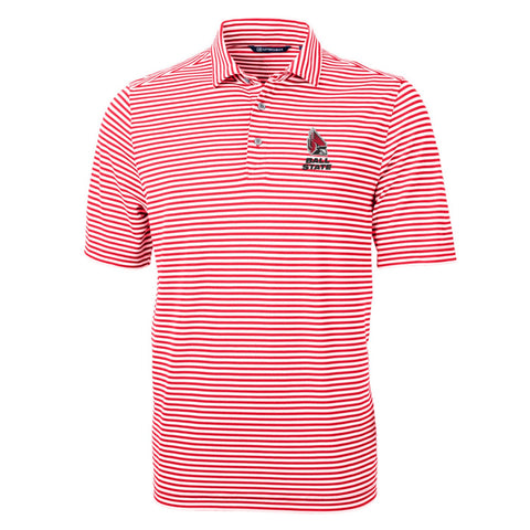 BSU Cardinals Men's Cutter &amp; Buck Virtue Stripe Polo