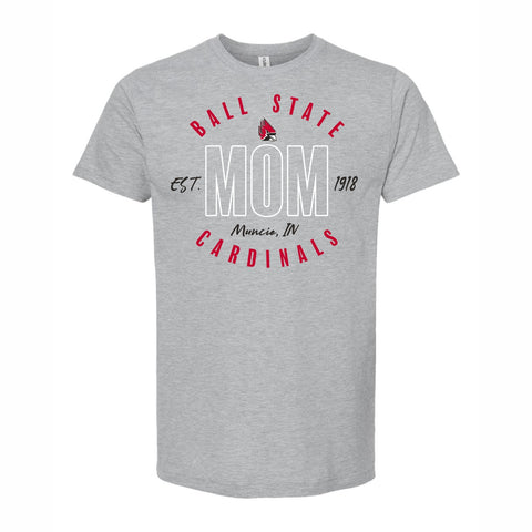 BSU Cardinals Mom Circle Gray T-Shirt