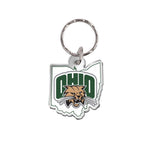 Ohio Bobcats State Outline Logo Keychain