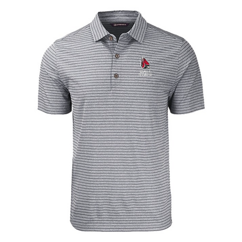 BSU Cardinals Men's Cutter & Buck Forge Eco Heather Stripe Recycled Polo