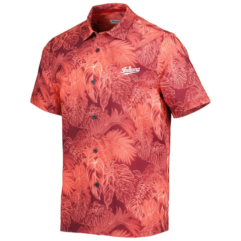 Indiana Hoosiers Men's Tommy Bahama Crimson Fronds Camp Shirt