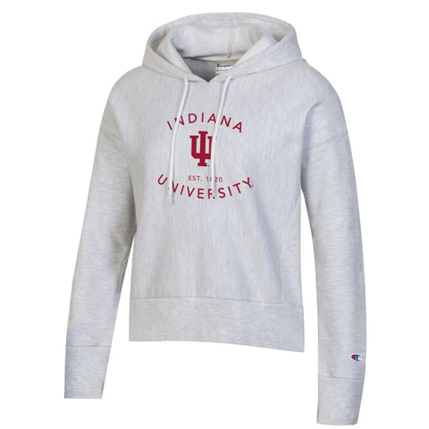 Indiana Hoosiers Women's Champion Grey Crop Hoodie