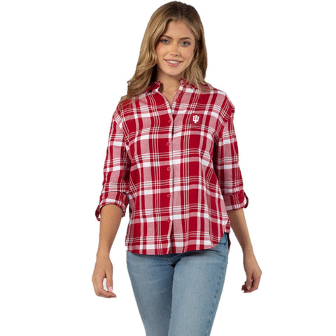 Indiana Hoosiers Women's Chicka-D Boyfriend Plaid T-Shirt