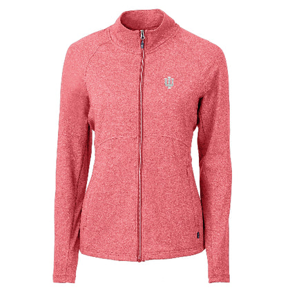 Indiana Hoosiers Women's Cutter &amp; Buck Adapt Eco Knit Heather Recycled Red Full-Zip