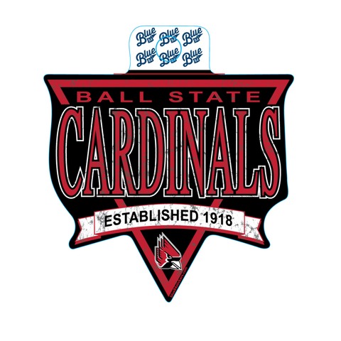 Ball State Cardinals Nineties Triangle Blue 84 Decal