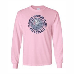Illinois Fighting Illini Men's Pink Volleyball Long-Sleeve T-Shirt
