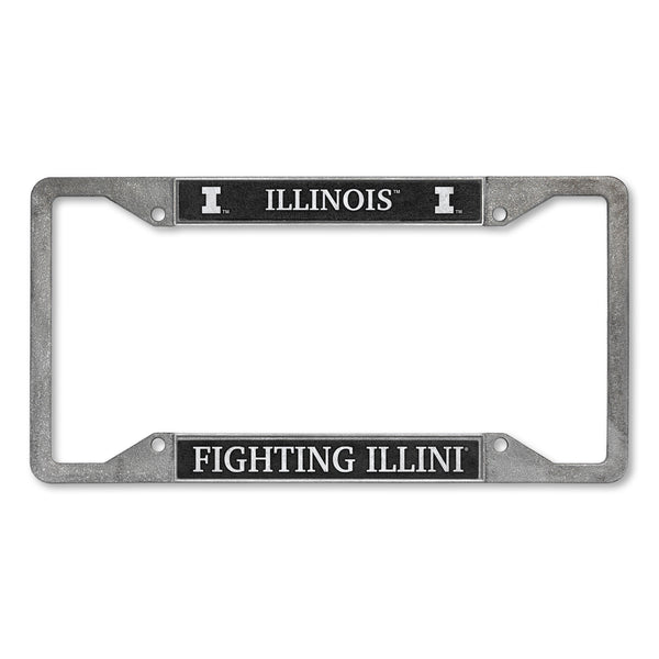 Illinois License Plate Frame Pewter/Black – Gameday Spirit Fanstore