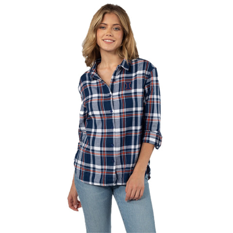 Illinois Fighting Illini Women's Chicka-D Boyfriend Plaid Long-Sleeve T-Shirt