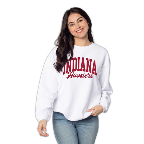 Indiana Hoosiers Women's Chicka-D White Corded Crew