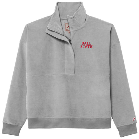 BSU Cardinals Women's League Embroidery Grey Half-Zip Jacket