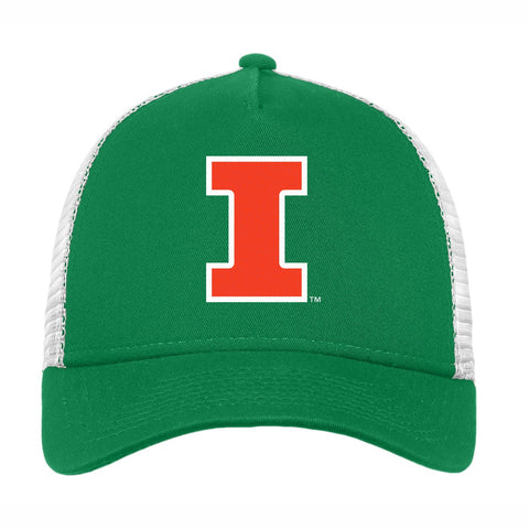 Illinois Fighting Illini Green Block I Trucker Hat