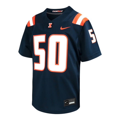 Ilinois Fighting Illini Youth Nike 2023 Navy Football Jersey