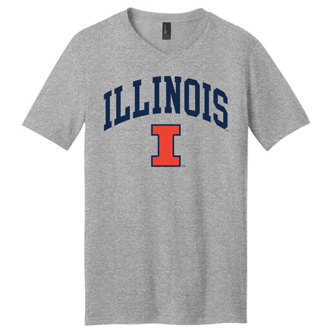 Illinois Fight Illini Classic Arch Block I Grey T-Shirt