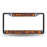 Illinois Fighting Illini Black Laser Chrome 12 x 6 License Plate Frame
