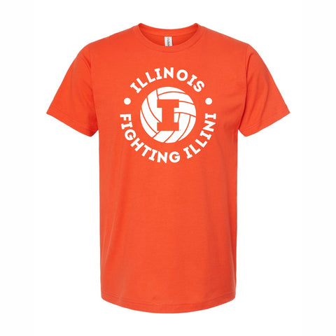 Illinois Fighting Illini Block I Volleyball Orange T-Shirt