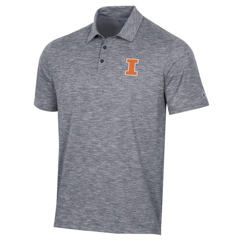 Illinois Fighting Illini Champion Block I Heathered Grey Polo