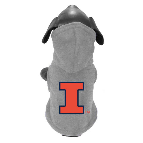 Illinois Fighting Illini Grey Pet Hoodie