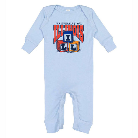 Illinois Fighting Illini Infant Blocks Blue Onesie
