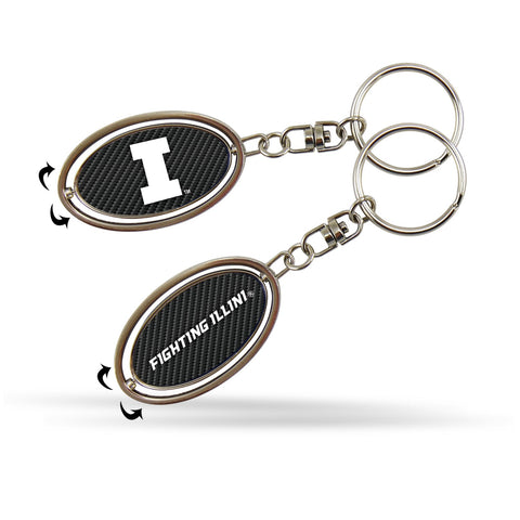 Illinois Fighting Illini Metal Spinner Keychain