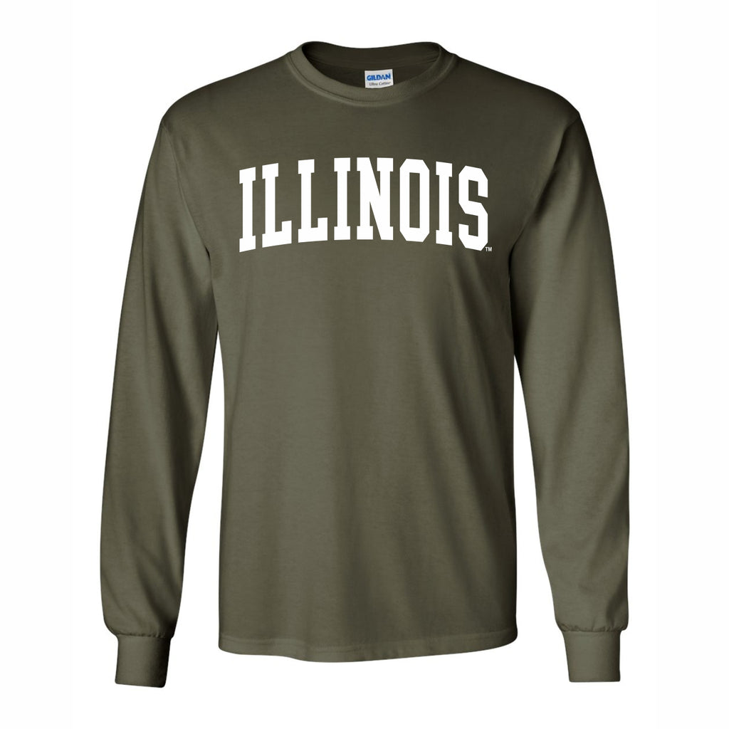 Illinois Fighting Illini Military Green Jumbo Arch Long-Sleeve Tee ...