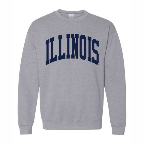 Illinois Fighting Illini New Jumbo Arch Gray Crew