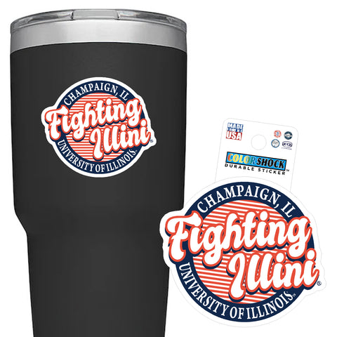 Illinois Fighting Illini Retro Circle Sticker