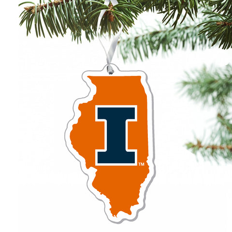 Illinois Fighting Illini State-Shaped Acrylic Ornament
