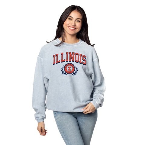 Illinois Fighting Illini Women's Chicka-D Corded Seal Cropped Crew